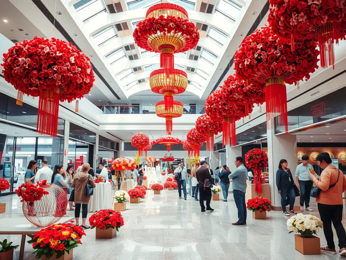 商场春节主题花艺装饰案例展示